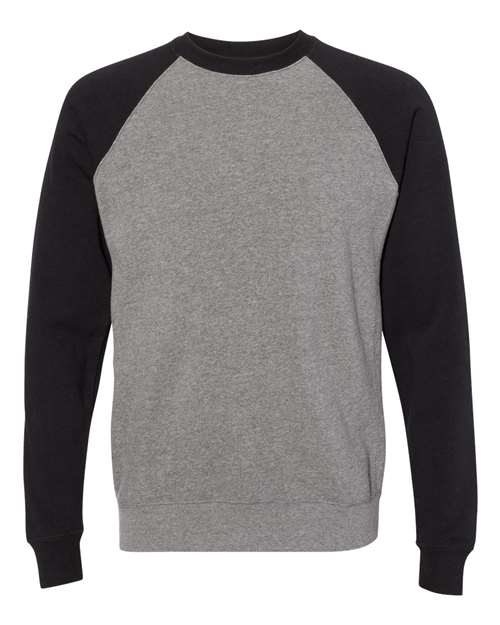 Load image into Gallery viewer, Unisex Special Blend Raglan Crewneck Sweatshirt - Nickel Heather/ Black