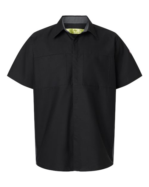 Load image into Gallery viewer, Red Kap SY42 Men's Performance Plus Short Sleeve Shirt With Oilblok Technology - Black/ Charcoal