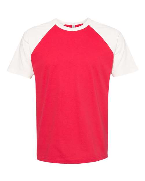 Load image into Gallery viewer, Unisex Cotton Raglan T-Shirt - Natural/ Red