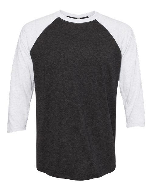 Load image into Gallery viewer, Unisex Triblend Three-Quarter Raglan T-Shirt - Heather White/ Vintage Black