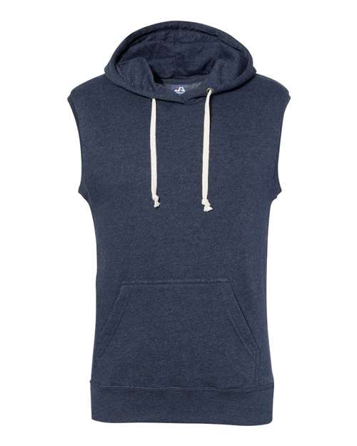 Load image into Gallery viewer, J. America 8877 Men's Triblend Sleeveless Hooded Sweatshirt - True Navy Triblend