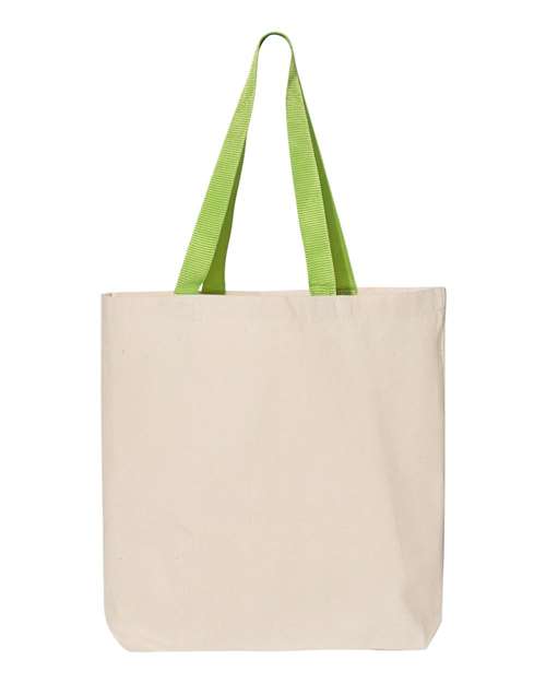 Load image into Gallery viewer, Q-Tees Q4400 11L Canvas Tote with Contrast-Color Handles - Natural/ Lime
