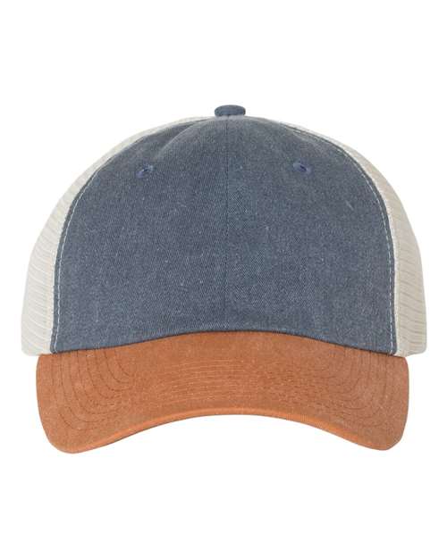 Load image into Gallery viewer, Valucap SP510 Pigment-Dyed Trucker Cap - Navy/ Texas/ Stone