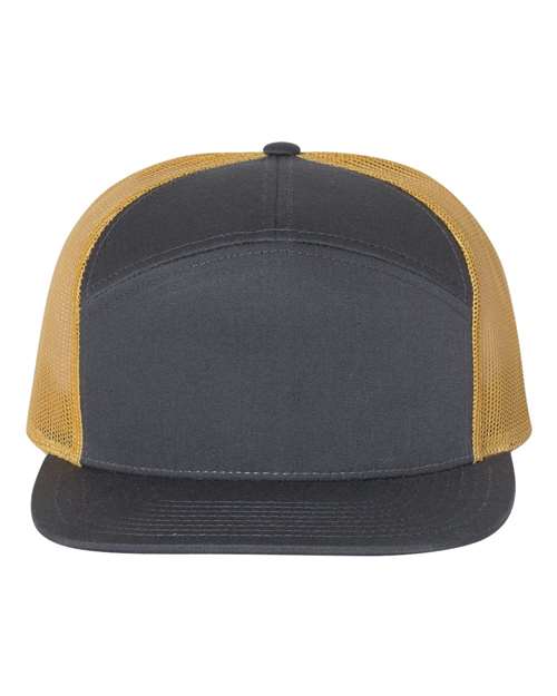 Load image into Gallery viewer, Richardson 168 Seven-Panel Trucker Cap - Charcoal/ Old Gold