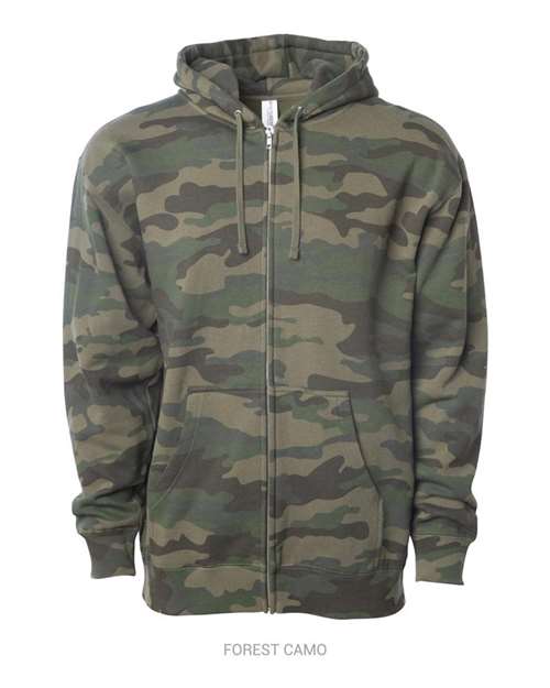 Load image into Gallery viewer, Unisex Midweight Full-Zip Hooded Sweatshirt - Forest Camo
