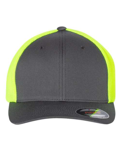 Load image into Gallery viewer, Flexfit 6511 Trucker Cap - Charcoal/ Neon Yellow