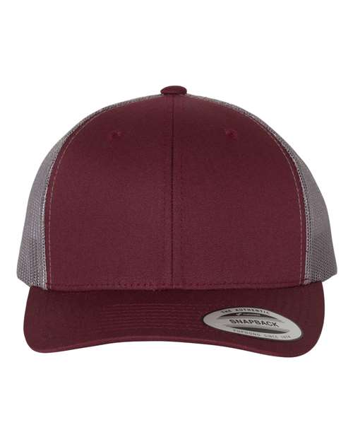 Load image into Gallery viewer, YP Classics 6606 Retro Trucker Cap - Maroon/ Grey