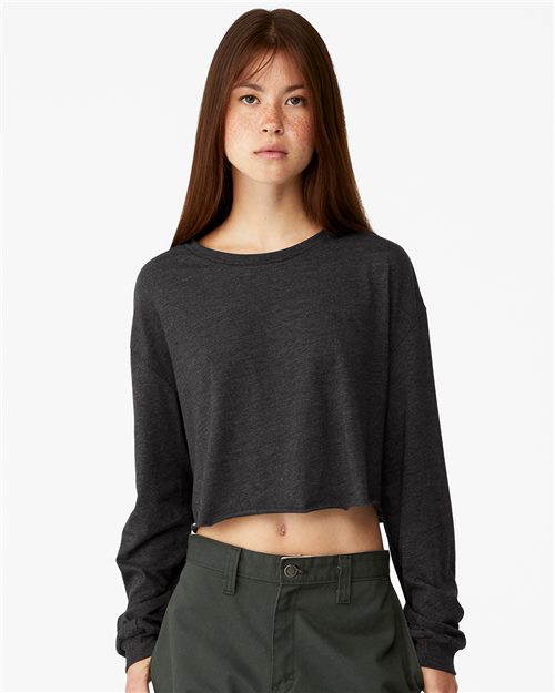 Load image into Gallery viewer, Women's FWD Fashion Crop Long Sleeve Tee — blank t-shirt for DTF printing