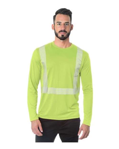Load image into Gallery viewer, Unisex USA-Made Hi-Visibility Long Sleeve Performance T-Shirt - Segmented Tape - Lime Green
