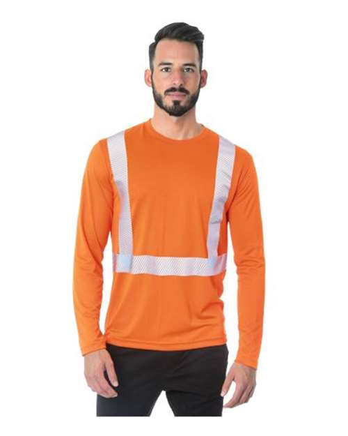Load image into Gallery viewer, Unisex USA-Made Hi-Visibility Long Sleeve Performance T-Shirt - Segmented Tape - Orange