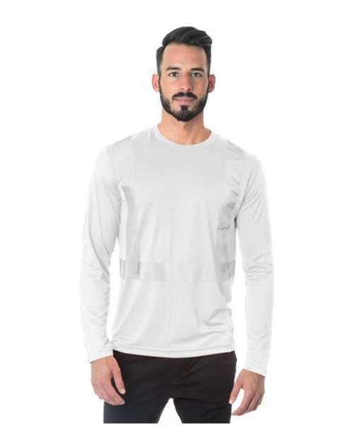 Load image into Gallery viewer, Unisex USA-Made Hi-Visibility Long Sleeve Performance T-Shirt - Segmented Tape - White