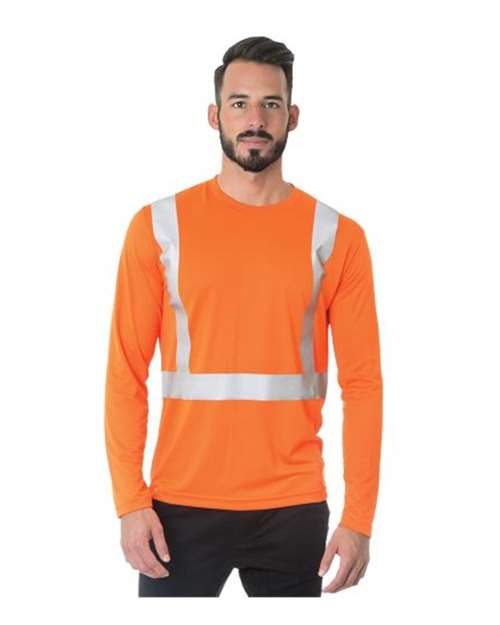 Load image into Gallery viewer, Men's USA-Made Hi-Visibility Long Sleeve Performance T-Shirt - Orange