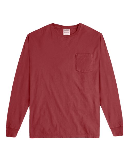 Load image into Gallery viewer, Unisex Garment-Dyed Long Sleeve T-Shirt With a Pocket - Cayenne
