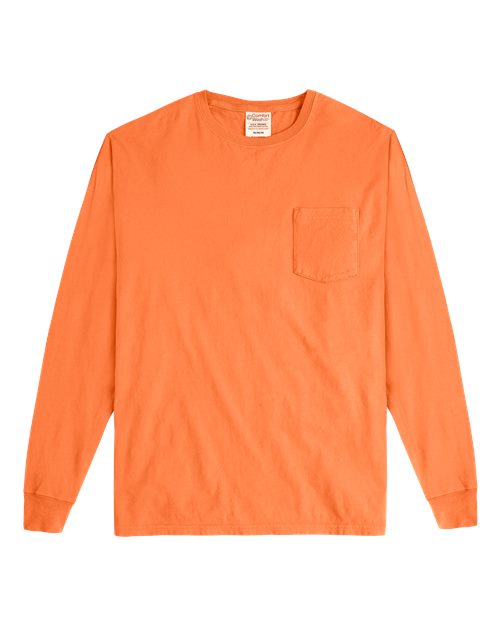 Load image into Gallery viewer, Unisex Garment-Dyed Long Sleeve T-Shirt With a Pocket - Horizon Orange