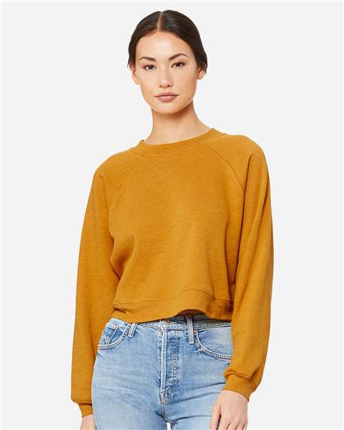 Load image into Gallery viewer, Women's Crop Raglan Fleece Crewneck Sweatshirt — product photo 4