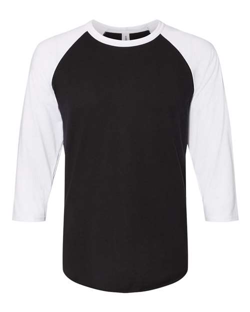 Load image into Gallery viewer, Premium Blend Ringspun Three-Quarter Sleeve Raglan Baseball T-Shirt - Black Ink/ White