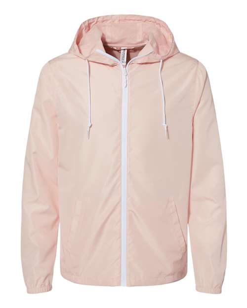 Load image into Gallery viewer, Independent Trading Co. EXP54LWZ Men's Lightweight Windbreaker Full-Zip Jacket - Blush/ White Zipper