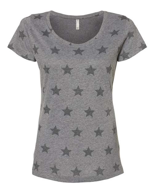 Load image into Gallery viewer, Women's Star Print Scoop Neck Tee - Granite Heather Star