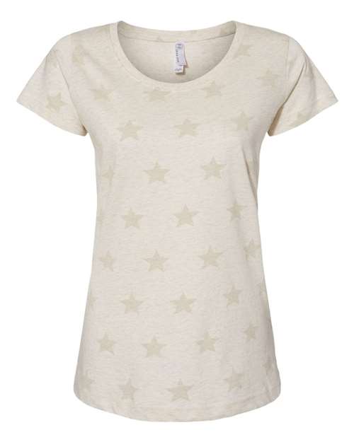 Load image into Gallery viewer, Women's Star Print Scoop Neck Tee - Natural Heather Star
