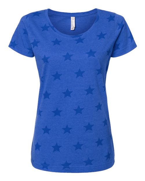 Load image into Gallery viewer, Women's Star Print Scoop Neck Tee - Royal Star