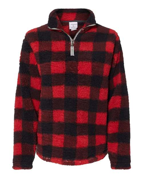 Load image into Gallery viewer, J. America 8451 Women’s Epic Sherpa Quarter-Zip Pullover - Red/ Black Buffalo