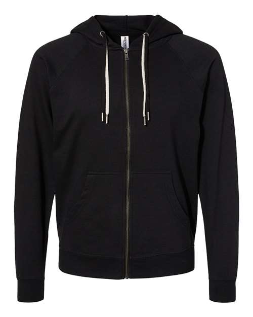 Load image into Gallery viewer, Unisex Icon Lightweight Loopback Terry Full-Zip Hooded Sweatshirt - Black