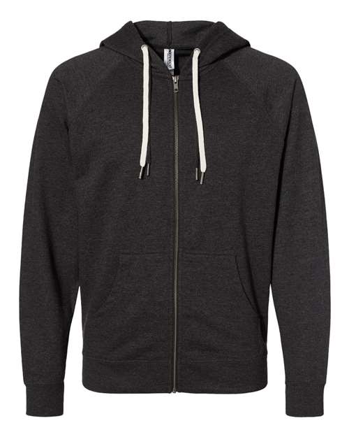 Load image into Gallery viewer, Unisex Icon Lightweight Loopback Terry Full-Zip Hooded Sweatshirt - Charcoal Heather