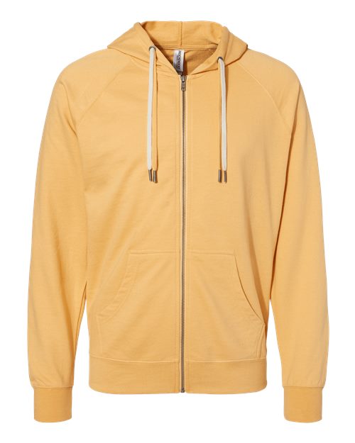 Load image into Gallery viewer, Unisex Icon Lightweight Loopback Terry Full-Zip Hooded Sweatshirt - Harvest Gold