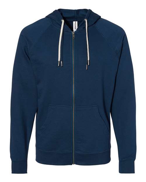 Load image into Gallery viewer, Unisex Icon Lightweight Loopback Terry Full-Zip Hooded Sweatshirt - Indigo