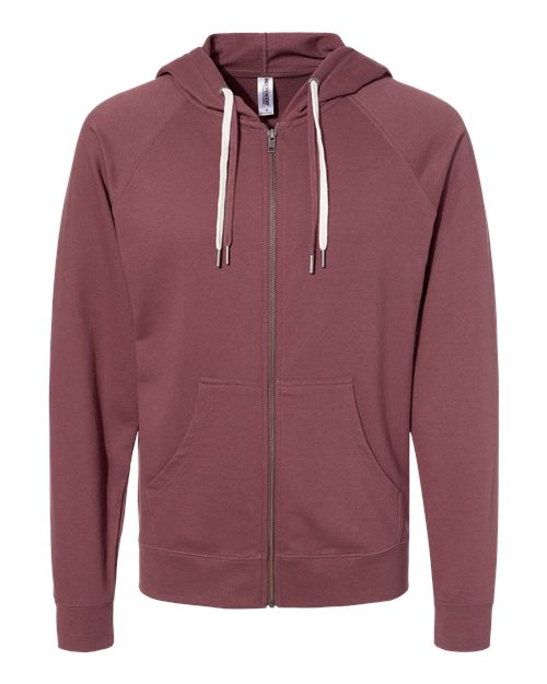 Load image into Gallery viewer, Unisex Icon Lightweight Loopback Terry Full-Zip Hooded Sweatshirt - Port