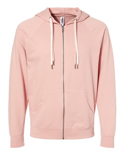 Load image into Gallery viewer, Unisex Icon Lightweight Loopback Terry Full-Zip Hooded Sweatshirt - Rose