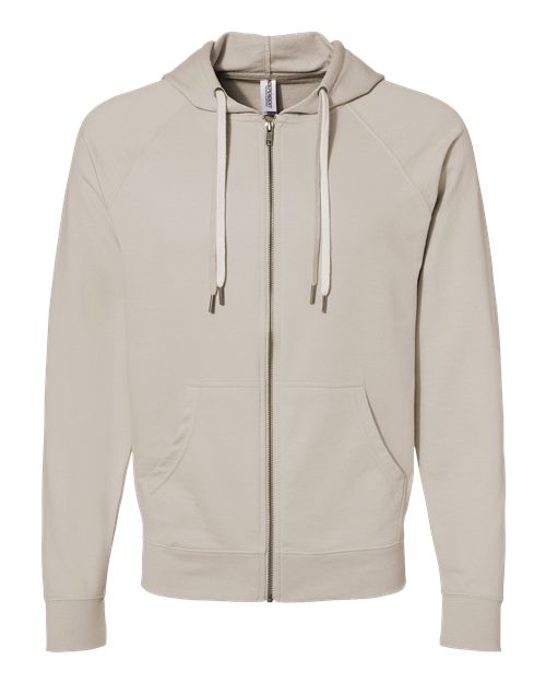 Load image into Gallery viewer, Unisex Icon Lightweight Loopback Terry Full-Zip Hooded Sweatshirt - Sand
