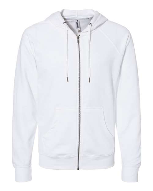 Load image into Gallery viewer, Unisex Icon Lightweight Loopback Terry Full-Zip Hooded Sweatshirt - White