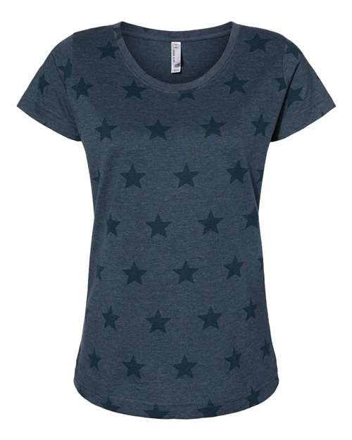 Load image into Gallery viewer, Women's Star Print Scoop Neck Tee - Denim Star
