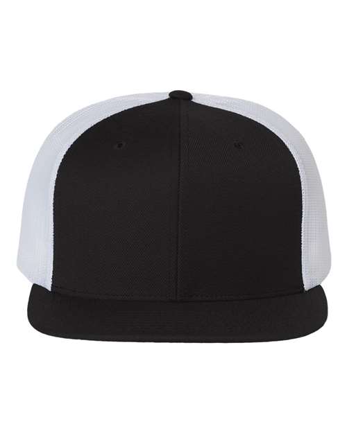 Load image into Gallery viewer, Richardson 511 Wool Blend Flat Bill Trucker Cap - Black/ White