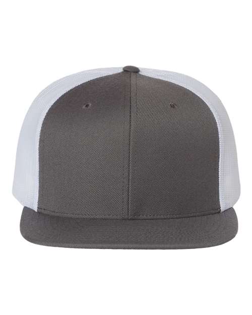 Load image into Gallery viewer, Richardson 511 Wool Blend Flat Bill Trucker Cap - Charcoal/ White