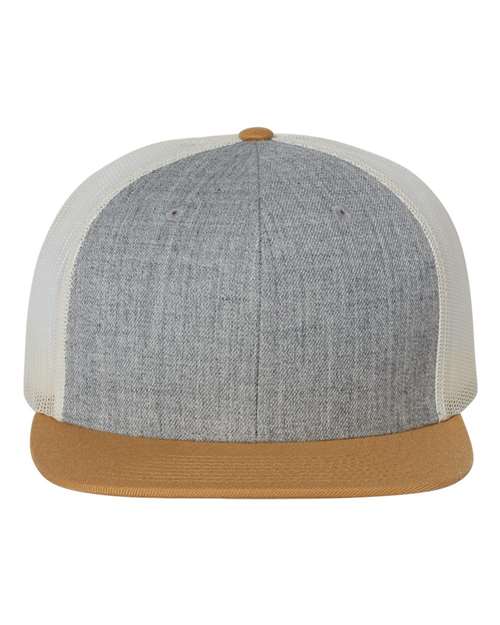 Load image into Gallery viewer, Richardson 511 Wool Blend Flat Bill Trucker Cap - Heather Grey/ Birch/ Biscuit