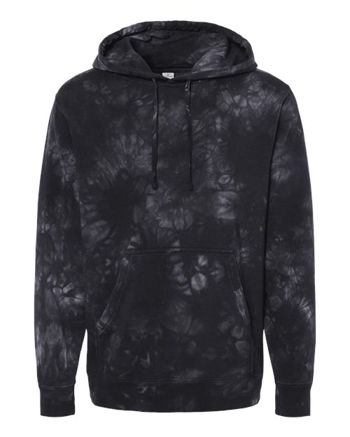 Load image into Gallery viewer, Unisex Midweight Tie-Dyed Hooded Sweatshirt - Tie Dye Black