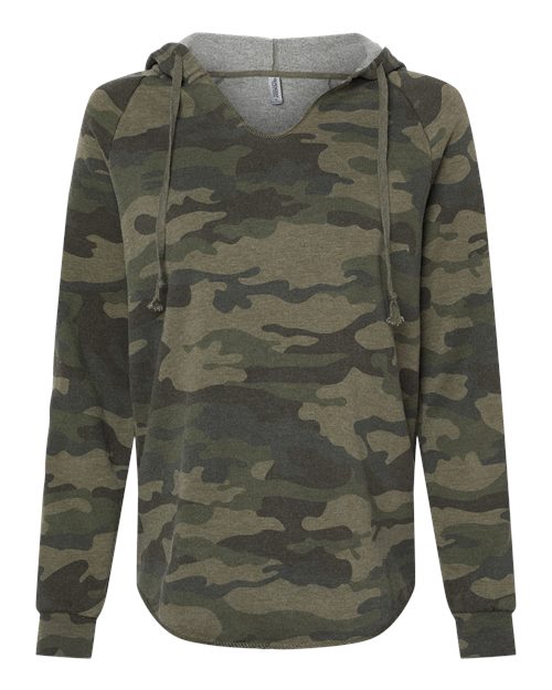 Load image into Gallery viewer, Women’s Lightweight California Wave Wash Hooded Sweatshirt - Forest Camo Heather