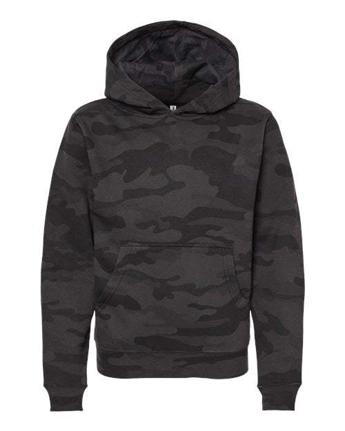 Load image into Gallery viewer, Youth Midweight Hooded Sweatshirt - Black Camo