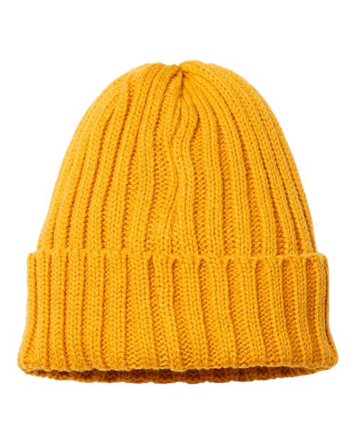 Load image into Gallery viewer, Atlantis Headwear SHORE Sustainable Cable Knit Cuffed Beanie - Mustard Yellow