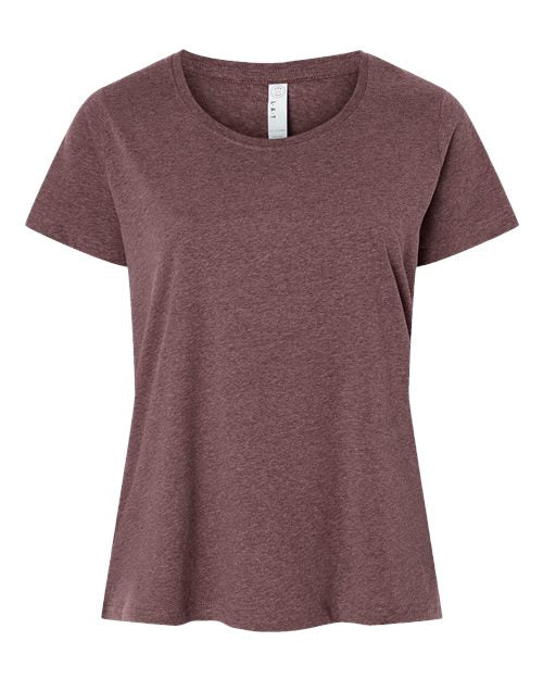 Load image into Gallery viewer, LAT 3816 Women's Curvy Collection Fine Jersey Tee - Sangria Blackout