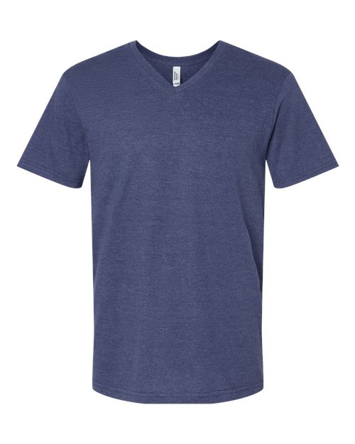 Load image into Gallery viewer, Unisex CVC V-Neck Tee - Heather Indigo
