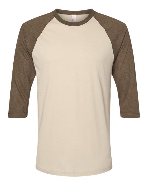 Load image into Gallery viewer, Unisex CVC Three-Quarter Sleeve Tee - Heather Bone/ Heather Army