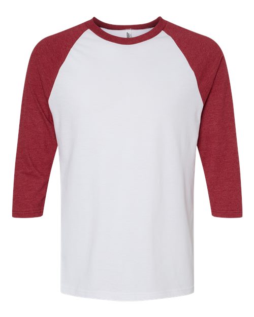 Load image into Gallery viewer, Unisex CVC Three-Quarter Sleeve Tee - White/ Heather Cardinal