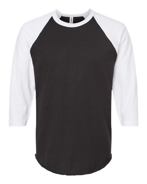 Load image into Gallery viewer, Unisex Fine Jersey Raglan T-Shirt - Black/ White

