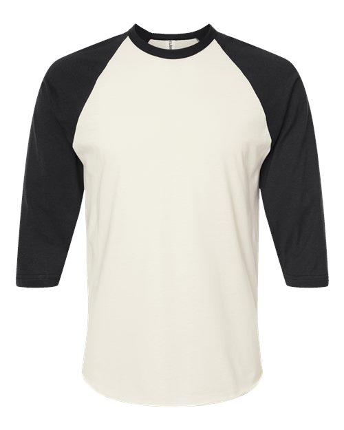 Load image into Gallery viewer, Unisex Fine Jersey Raglan T-Shirt - Vintage White/ Black
