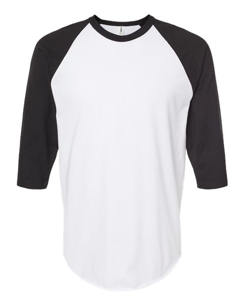 Load image into Gallery viewer, Unisex Fine Jersey Raglan T-Shirt - White/ Black
