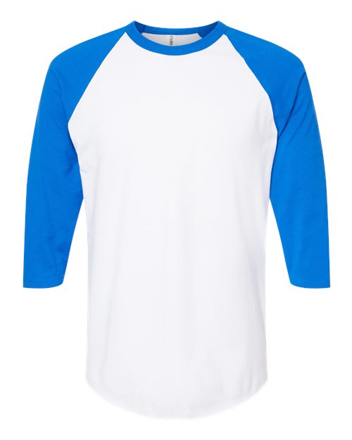 Load image into Gallery viewer, Unisex Fine Jersey Raglan T-Shirt - White/ Royal
