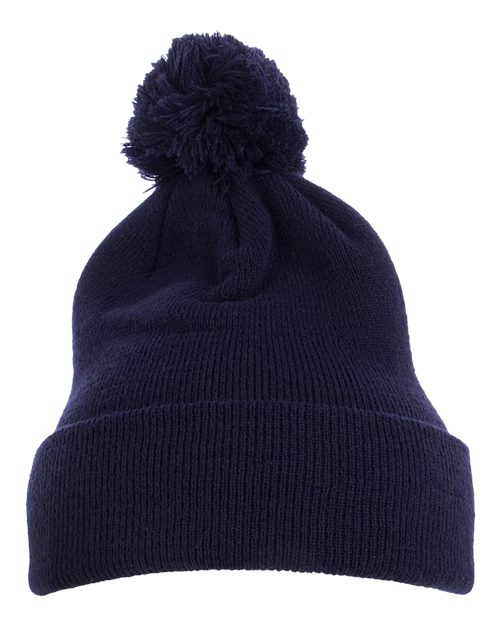 YP Classics 1501P Pom-Pom Cuffed Knit Beanie - Navy